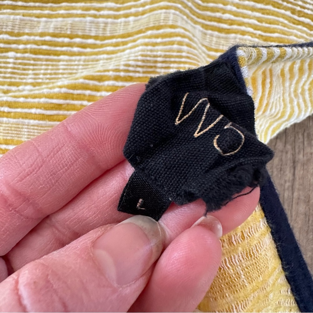 Anthro W5 mustard striped tie front ruffle sleeve top - Picture 3 of 7